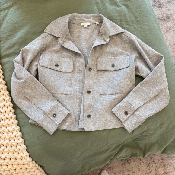 Vince Light Gray Cropped  Jacket - Picture 1 of 4